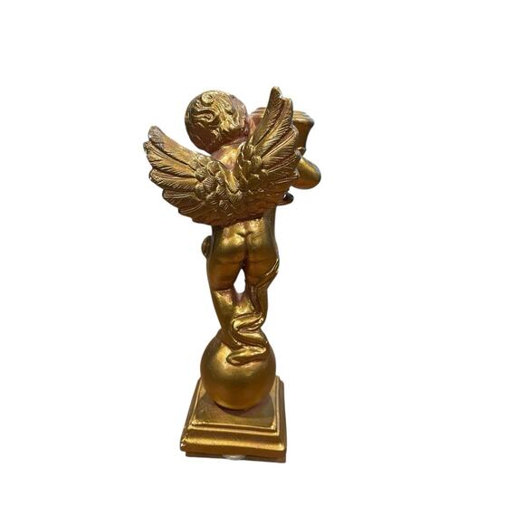 Vintage Gold Cherub Candle Holder, Ceramic, Gold Angel, Taper Candlestick Holder - Picture 4 of 9